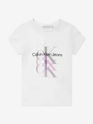 Calvin Klein Girls Monogram Repeat Slim T-Shirt in White