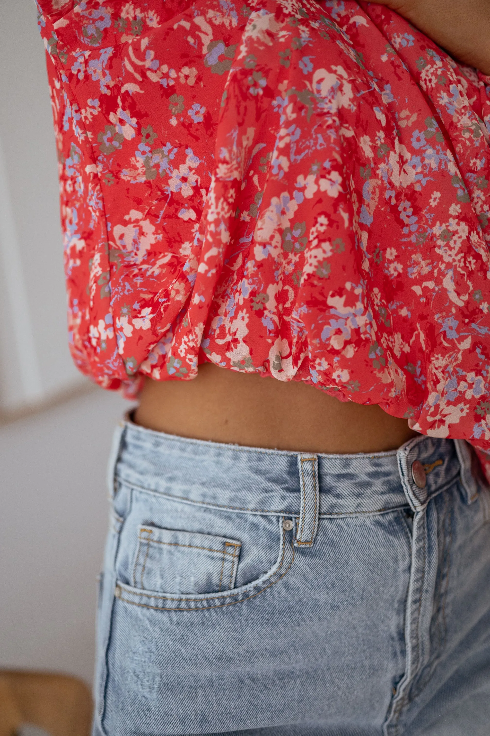 Floral Coral Doma Blouse