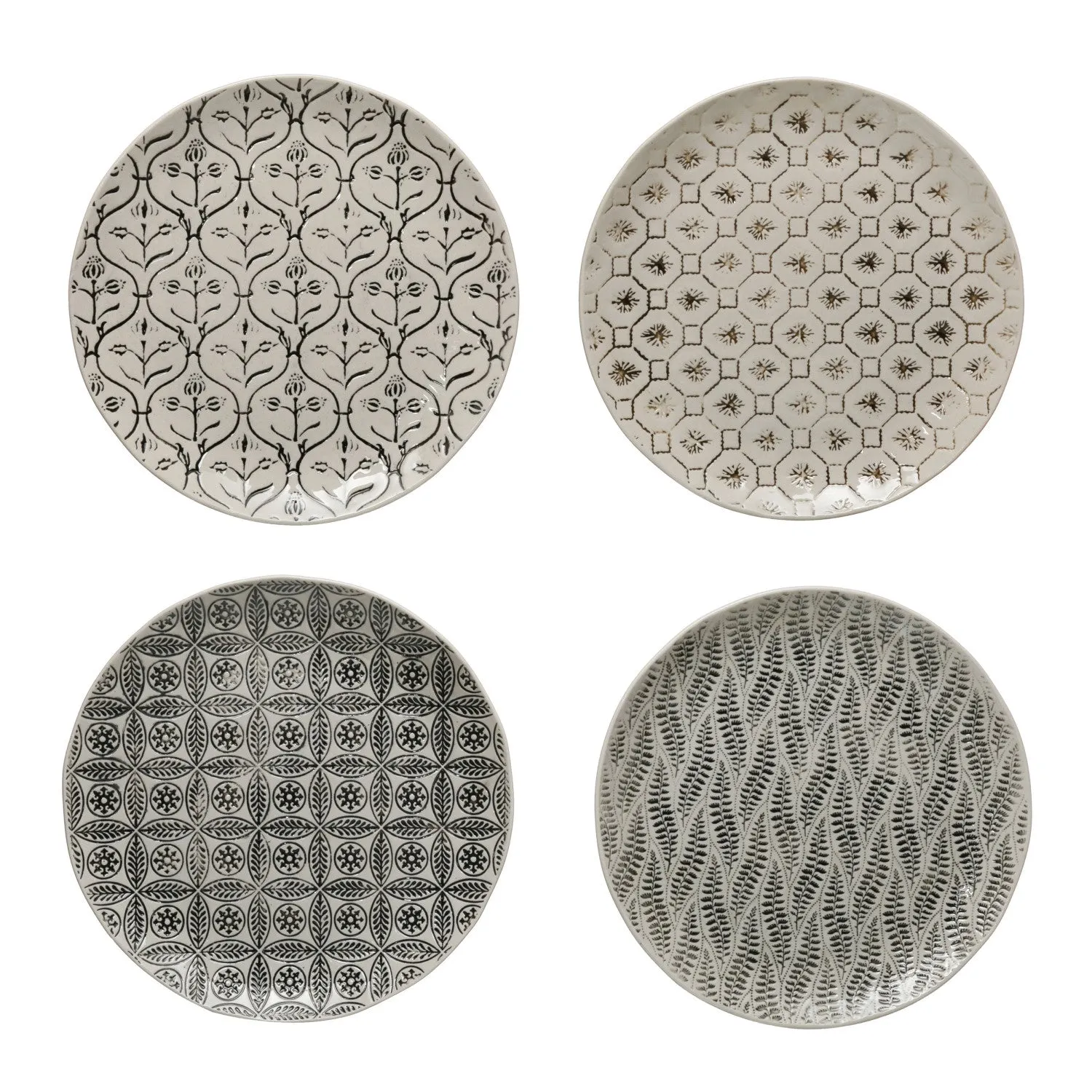 Hand-Stamped Plate with Pattern, 4 Styles