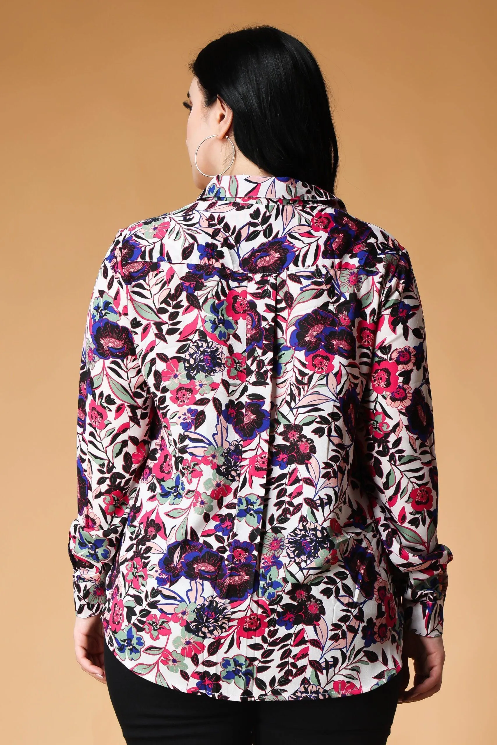 White & Pink Floral Printed Shirt