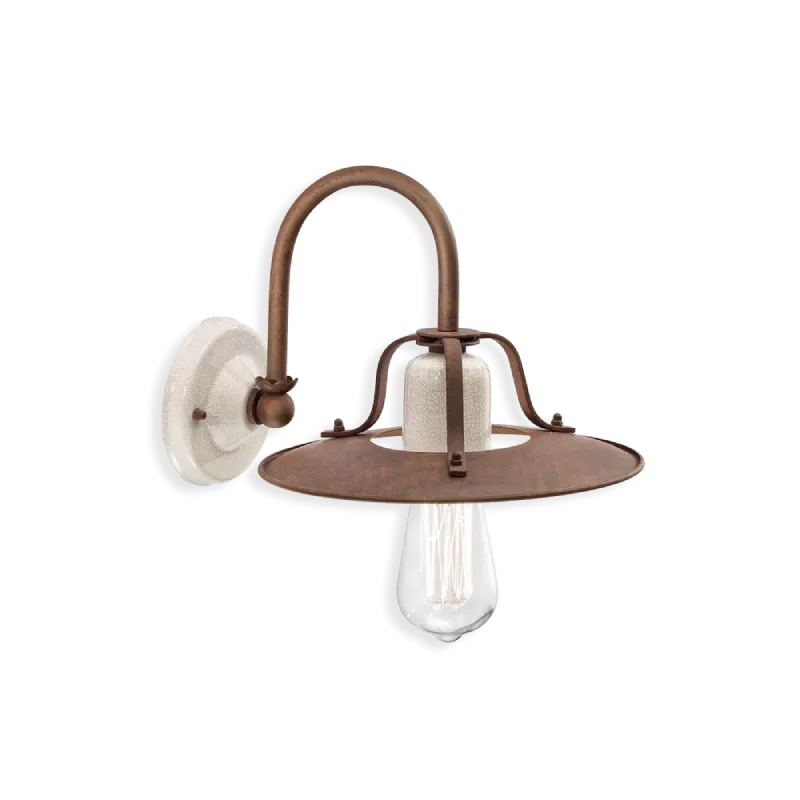 White and Rust Metal Grunge Wall Light
